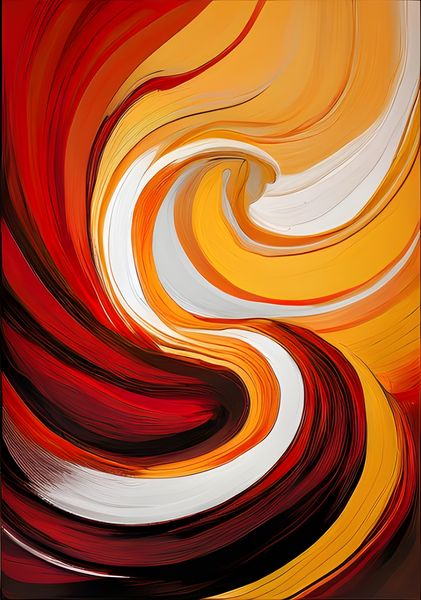RootedArt Canvas Wall Art Home Decor - Fluid Art Red Yellow 3
