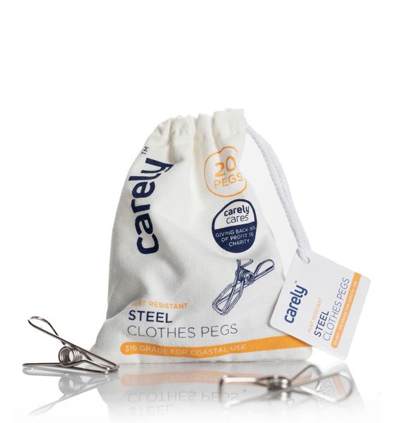 Carely Stainless Steel Clothes Pegs - 20 Pegs (Silver)