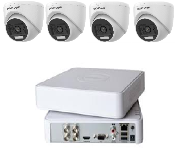 Hikvision 4CH DVR + 4 Dome Smart Light &amp; Audio Cameras | SBR Bundle