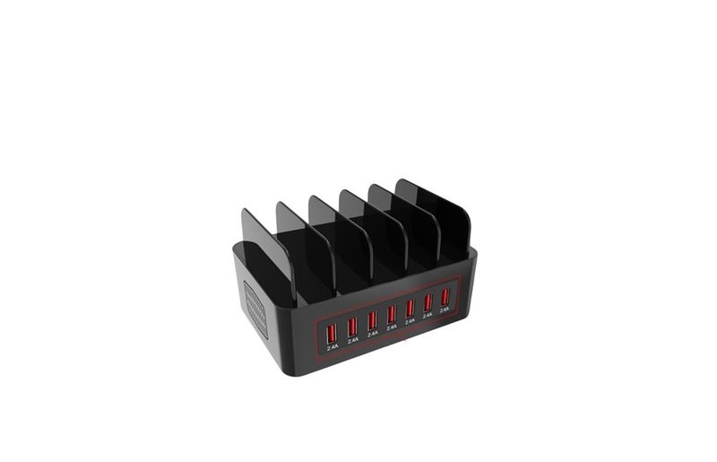 7 USB Multi Port Super Fast Charging Station. Black