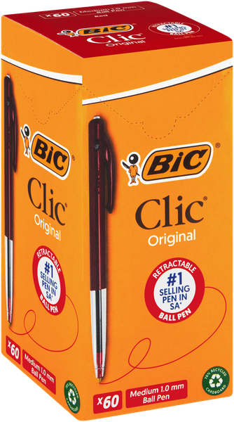 BIC Clic Medium Ballpoint Pens - Red (Box of 60)
