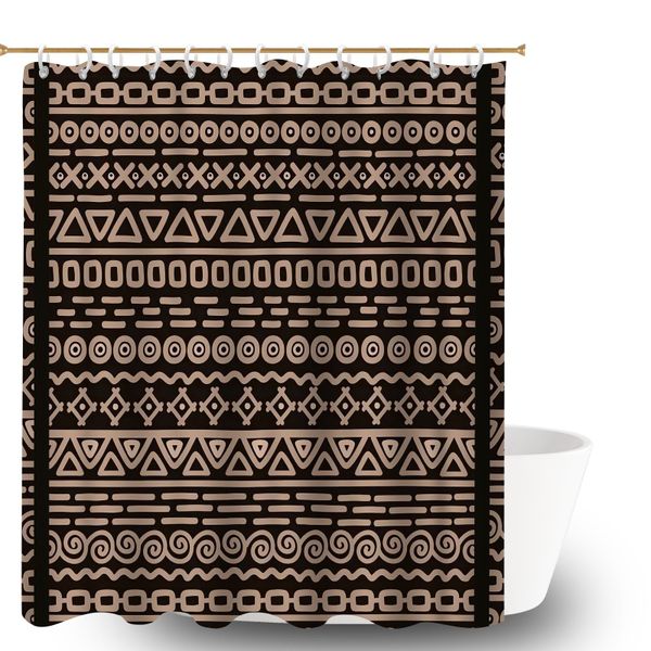 Bohemian Print Waterproof Shower Curtain Sets with 12 Hooks for Bathroom