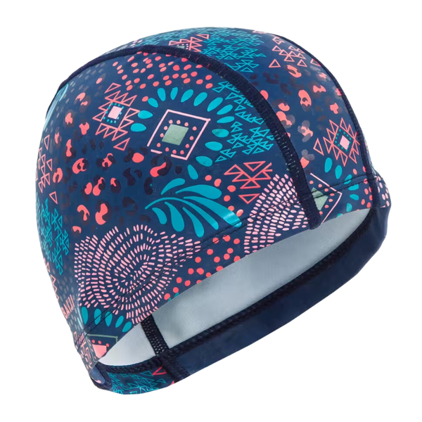 Nabaiji Coated Mesh Swim Cap - Printed Fabric - Size L - Canopa Blue Pink