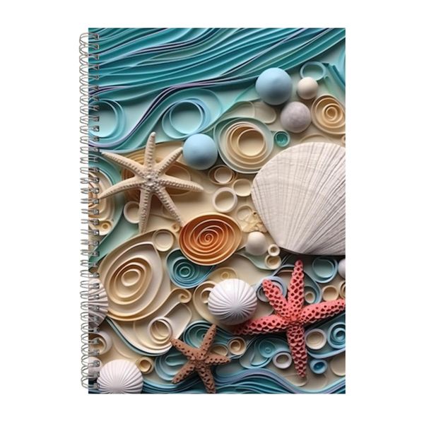 3D Quilled Seashells Beach Wave 5 Notebook Gift Idea A4 Notepad Pad 107