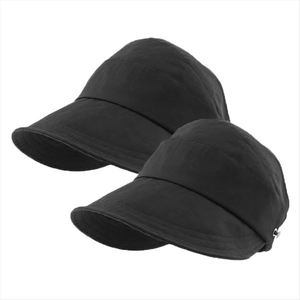 Women's Large Brim Empty Top Sun Hat Uv Protection Black &amp; White