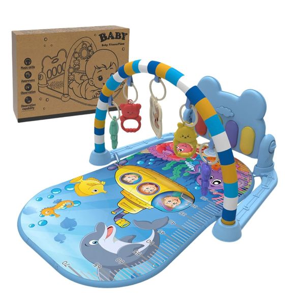 Baby Play Mat and Gym Fun Piano Tummy Time Activity Mat with 5 Sensory Toys