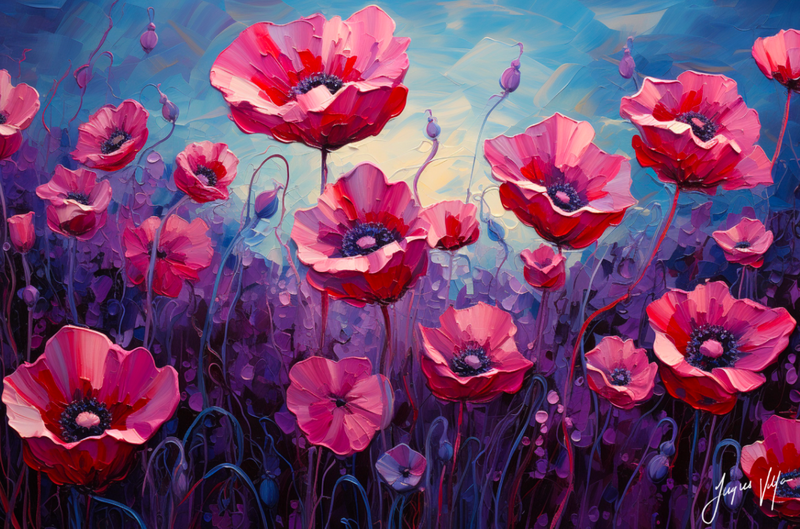 Van Gogh-Ish Poppies Wall Art Canvas