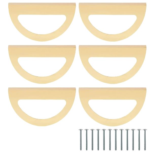 Half Moon, Brushed Gold Handles-Hollow-Pack of 6