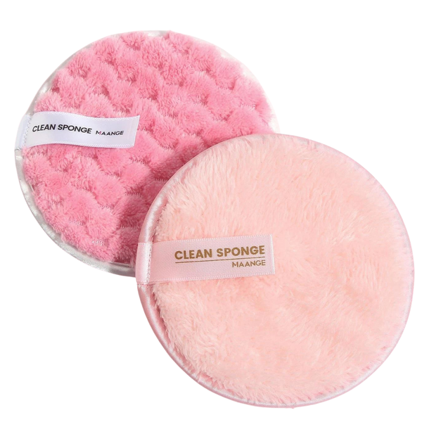 MAANGE Makeup Remover Clean Sponge Puff Pads - 2 Piece Pink
