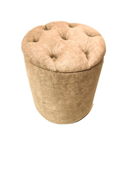 Modern Home - Velvet Fabric Upholstered Round Ottoman Tufted Button