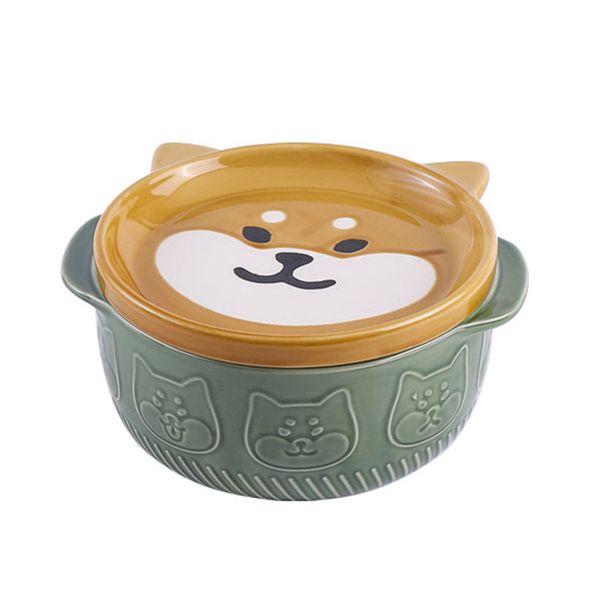 Cartoon Japanese Ceramic Cat Dog Noodle Bowls With Lids Fruit Bowl A
