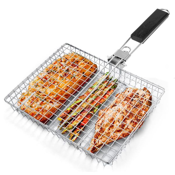 Foldable Multifunctional Clip Braai Grill Basket - 46.5x32cm