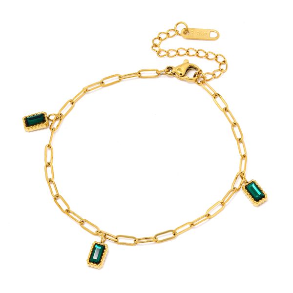 Steel My Heart Waterproof Stainless Steel Paperclip with CZ Charm Bracelet