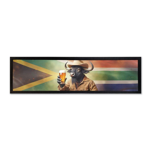 South African Water Buffalo With Beer Bar Mat