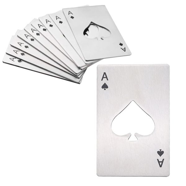 10-Piece Ace of Spades Metal Poker Card Can Beer Openers Set Party Casino Gift
