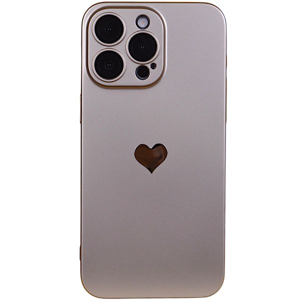 Phone Case with Silver Heart Center Compatible with Iphone 15 Pro Max - Champagne