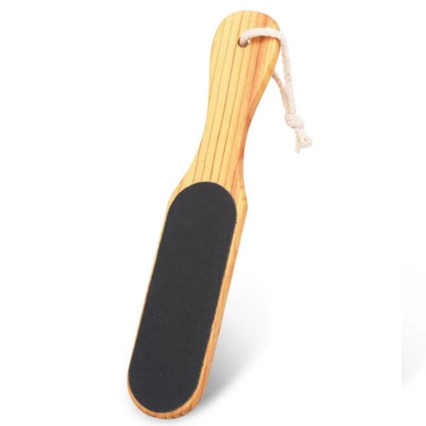 Wooden Long Hanging Handle Brown Black Foot File Pedicure Callus Remover