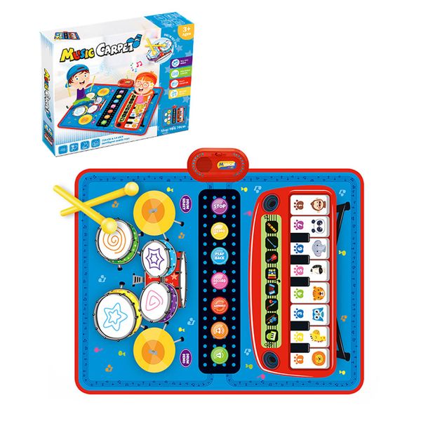 3-in-1Toddlers Musical Mat-Piano Keyboard &amp; Drum Set