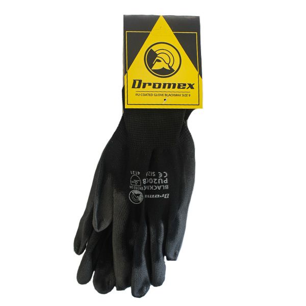 Dromex Safety Glove PU2001B Black Size 9 X12 Pack
