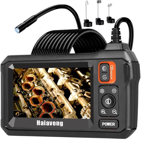 Endoscope Camera with Light, Borescope Camera with 4.3" IPS Screen,1080P HD