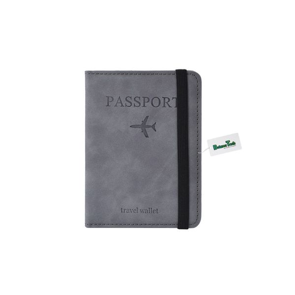 BotereuTech PU Leather RFID Passport Holder Travel Wallet Light Gray