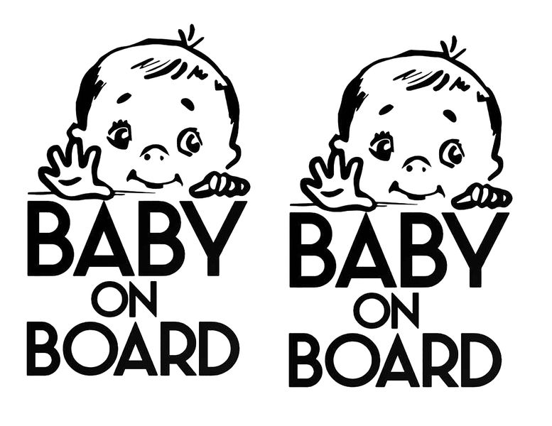 Baby On Board Silver Vinyl Sticker-4 Pack.