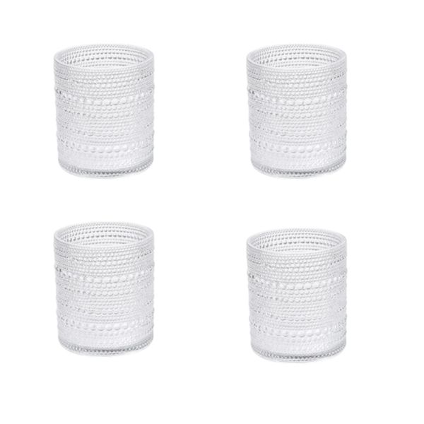 4 Pack - 350ml Textured Glass Tumbler - Transparent