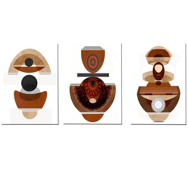 Canvas-Art-3 Pieces Mid Century Southwestern Indian Modern Wall Art