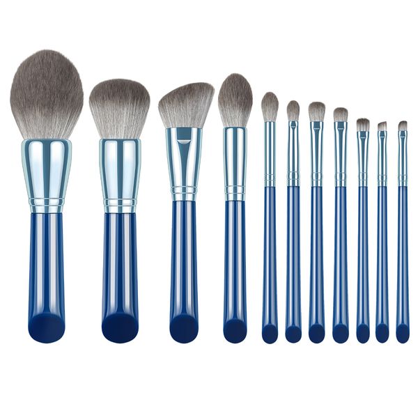 Everglitz Glamorous Professional 10 Piece Cosmetic Brush Set -Metallic Blue