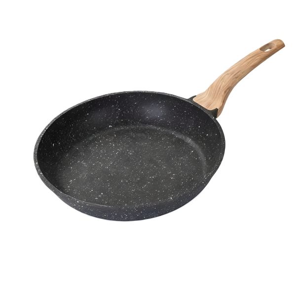 Nonstick Frying Pan with Aluminum Alloy Base &amp; Bakelite Handle - Black