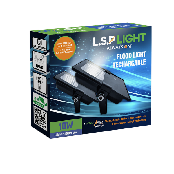 10W Battery backup Flood-Light (4hr loadshedding light)