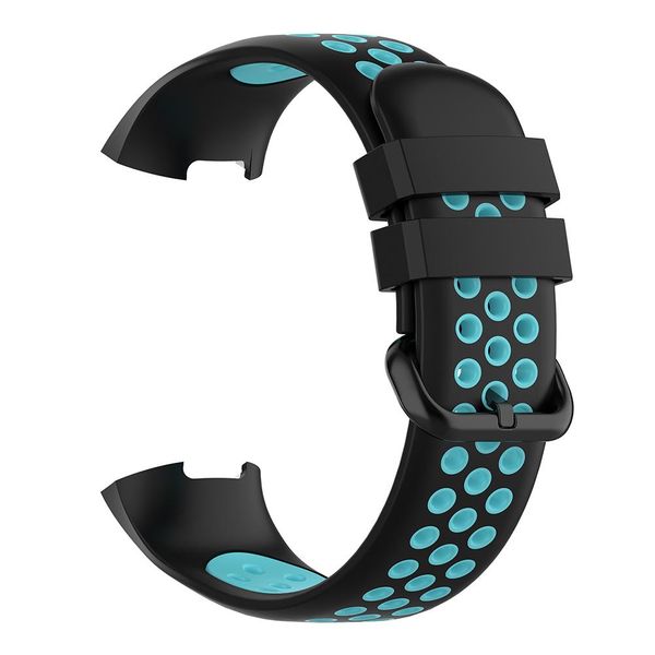 MDM Fitbit Charge 3/4 Silicone Strap One Size Fits All-Black &amp; light blue