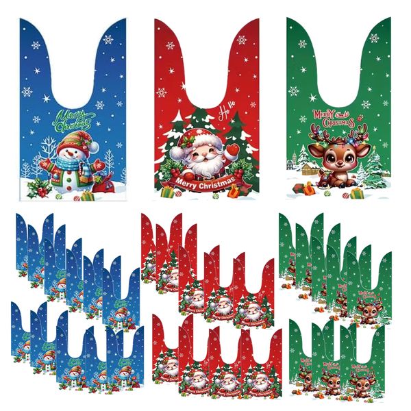 Stationery Christmas Themed Colourful Durable Plastic Gift Bags 50pc - 23cm