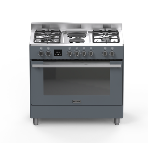 Elba 04/9S4EX737SG- 4 Gas Burner with 2 Electric Plates &amp; Electric Multifunction Oven 90cm- Slate Grey