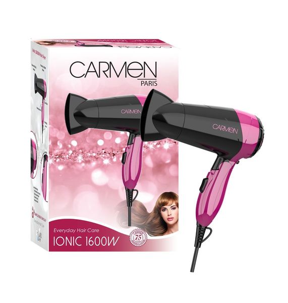 Carmen Ionic 1600W Travel Hairdryer - Pink