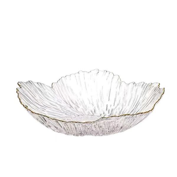 Minimalist Petal Glass Fruit Tray-25cm Flower-Shaped Crystal Snack tray