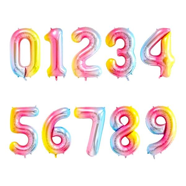 Large Foil Kids Birthday Number Balloon - Rainbow Theme (75cm)