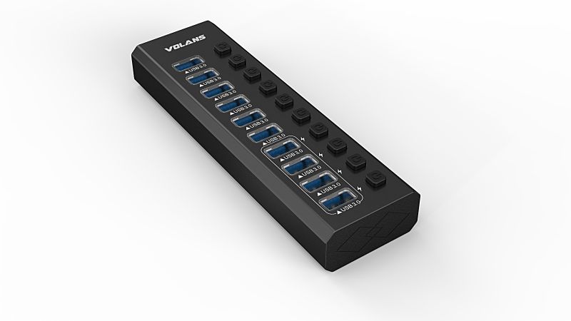 Volans 10-Port USB 3.0 Hub with 4 Fast-Charging Ports | Aluminium Build