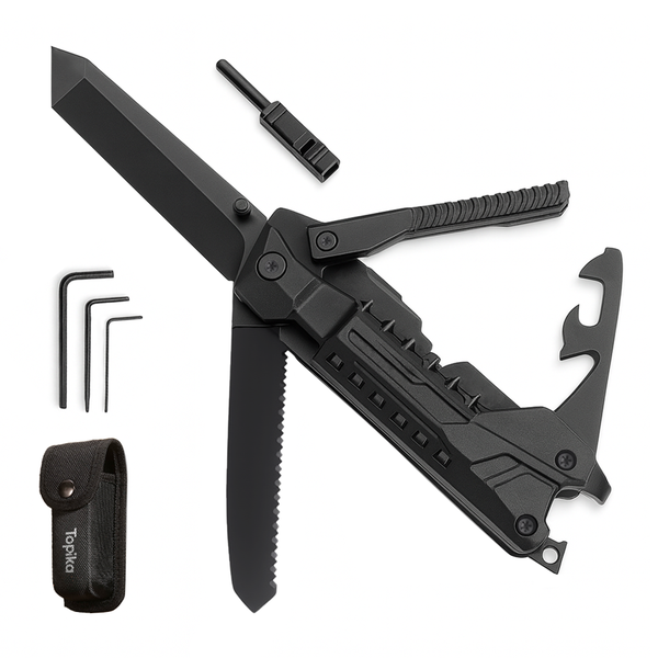 Topika Multitool Survival Knife 17-in-1, Swiss Army Folding Gravity Knife