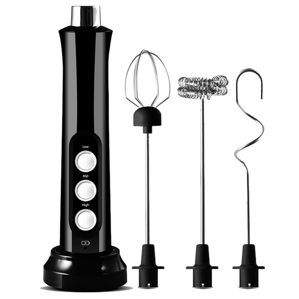 Electric Milk Foam Maker Handheld 3in 1 High Speeds Rechargeable Milk