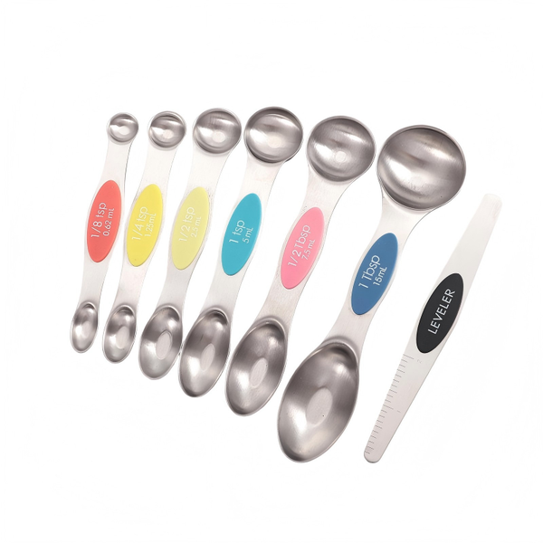 7-Piece Magnetic Measuring Spoon Set, Double-Ended Stainless Steel Kitchen