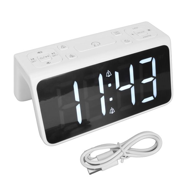 Clock Bluetooth Speaker Dual Alarm White Noise Voice Broadcast with Light