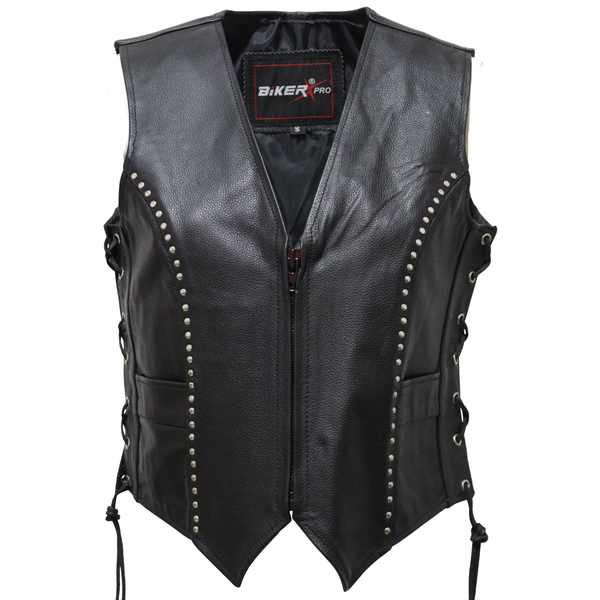 Biker Pro Women's Genuine Leather Waist Coat MJBP010001