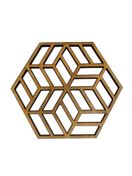 Wooden Hexagon Star Coasters - Set of 6