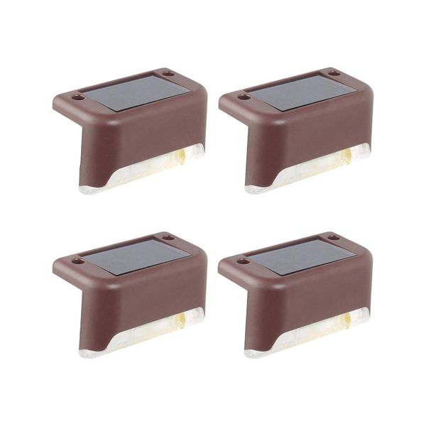 Waterproof Solar-Powered Cool White Step Lights With Optical Control -Black