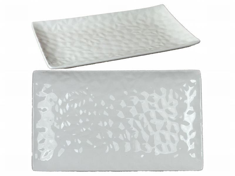 Plate Rectangular Facet - White - 25.5 x 15 x 2cm