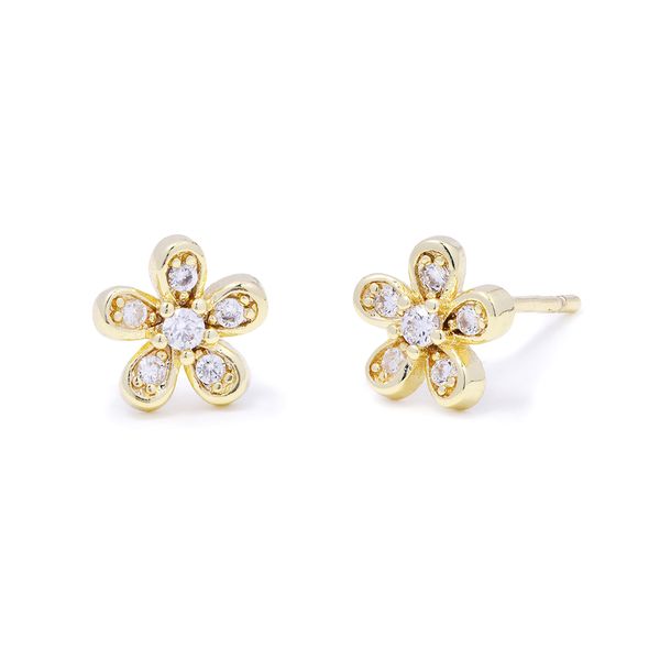 iDesire Cubic Zirconia Flower Stud Earrings