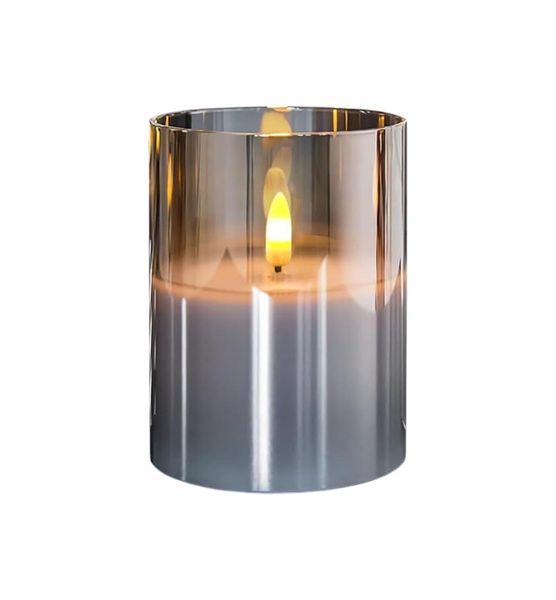 LED Flameless Battery Operated Candle with Realistic Flickering - Grey
