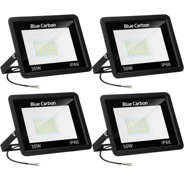 4 Pack 30W LED Flood Light Outdoor IP66 Waterproof Wired Super Bright Light