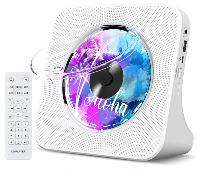 Portable Bluetooth CD Player with FM Radio, USB &amp; HiFi Speakers